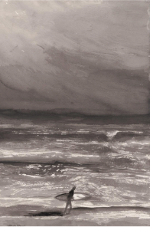 Surfer and Approaching Storm